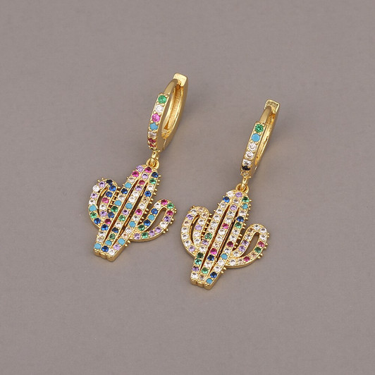 LUALA Fashion Zircon Brand Design Earring The Cactus Small Cute Hoop Earrings For Women Jewelry Gift wholesale Bijoux|Hoop Earrings|