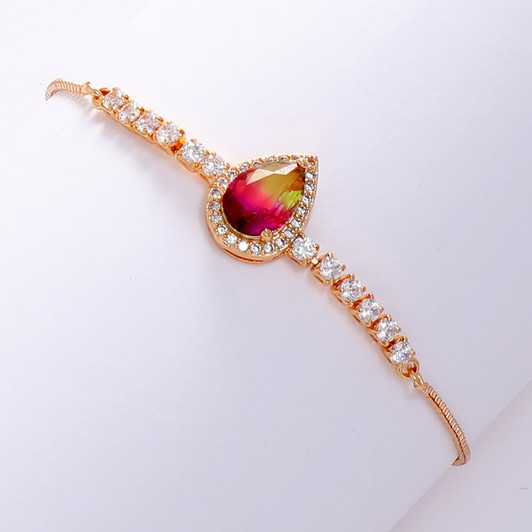 LUALA 2021 New 585 Rose Gold Colour Gradient Drop Charm Bracelet for Women Chain Tiny Crystal Zircon Fashion Bracelets Jewelry|Charm Bracelets|