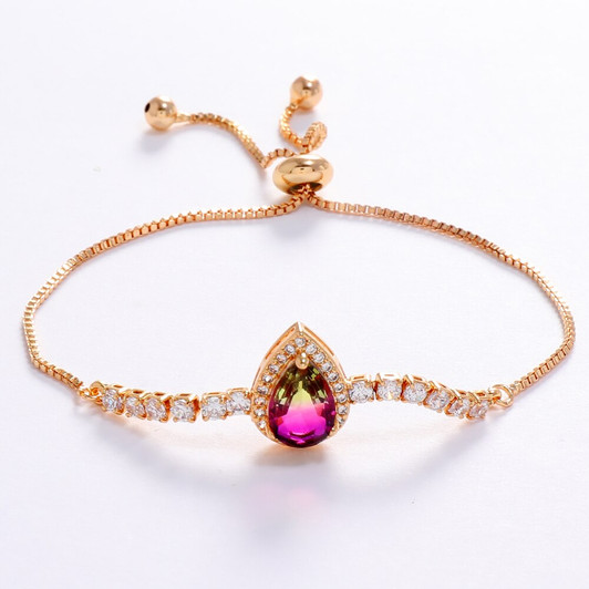 LUALA 2021 New 585 Rose Gold Colour Gradient Drop Charm Bracelet for Women Chain Tiny Crystal Zircon Fashion Bracelets Jewelry|Charm Bracelets|