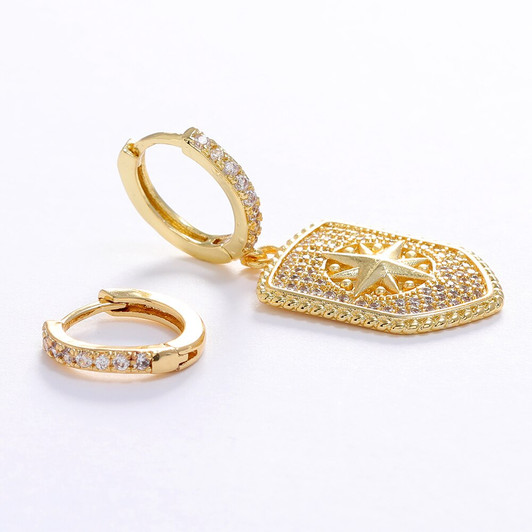 LUALA Dangle Earring for Women Gold Colour Asymmetric Stars Earrings AAA CZ Charm Korean Earrings Fashion Zircon Jewelry 2021|Drop Earrings|