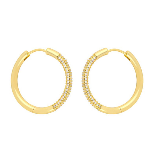 LUALA New Arrival Gold Crystal Hoop Earrings For Women Cubic Zirconia Big Earrings Circle Bling Luxury Jewelry Gifts|Hoop Earrings|