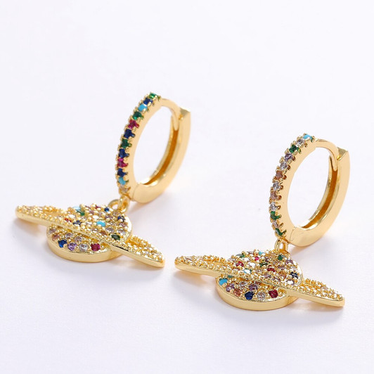 LUALA 1pair Bohemian Brand Design Hoop Earrings Colorful Women Golden Colour Cubic Zirconia Earrings Fashion Jewelry|Hoop Earrings|