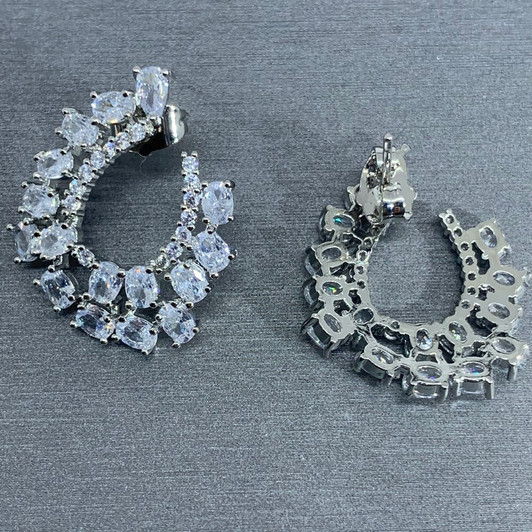 LUALA High Quality Brand Design Stud Earrings for Women Fashion Clear Cz Zircon CC Shape Crystal Party Wedding Luxury Jewelry|Stud Earrings|