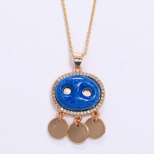 LUALA Women Necklace 585 Rose Gold Plated Evil Eye The Real Natural Stone With Zircon Turkish Jewelry Fashion Pendant|Pendant Necklaces|