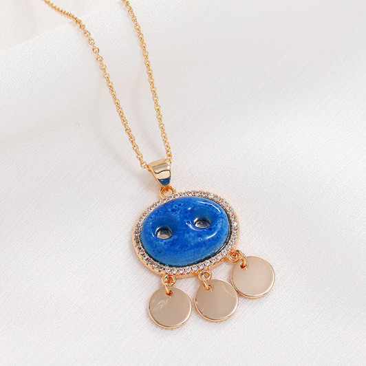 LUALA Women Necklace 585 Rose Gold Plated Evil Eye The Real Natural Stone With Zircon Turkish Jewelry Fashion Pendant|Pendant Necklaces|