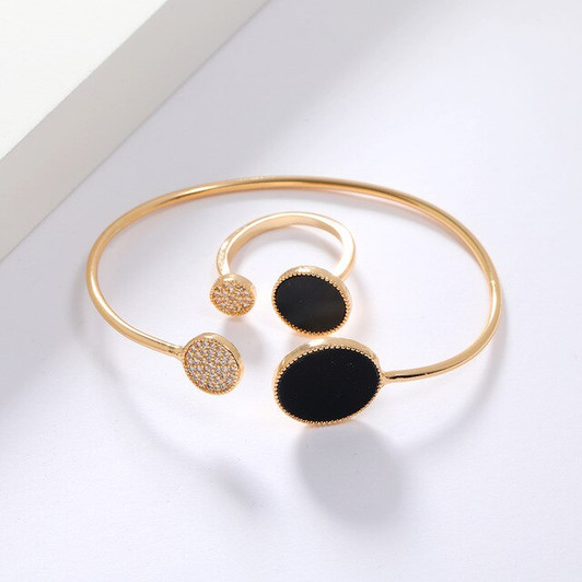 LUALA New Arrival Brand Design Round Shape Bracelet Bangle Ring Set For Women Engagement Cubic Zircon Anniversary Party Jewelry|Jewelry Sets|