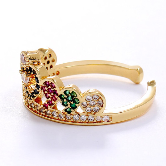 LUALA 2021 New Colorful Cubic Zirconia Adjustable Rings For Women Girls Gold Colour Fashion Party Bague Jewelry No Fade|Rings|