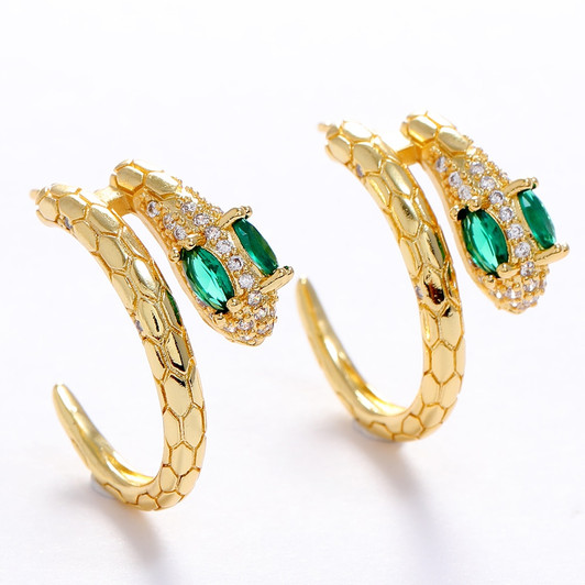 LUALA 2021 Gold Color Snake Big Hoop Earring for Women Luxury Style With Charm Zircon Earrings CZ Fashion Jewelry No Fade|Hoop Earrings|