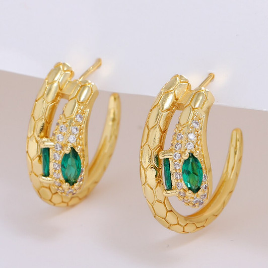 LUALA 2021 Gold Color Snake Big Hoop Earring for Women Luxury Style With Charm Zircon Earrings CZ Fashion Jewelry No Fade|Hoop Earrings|