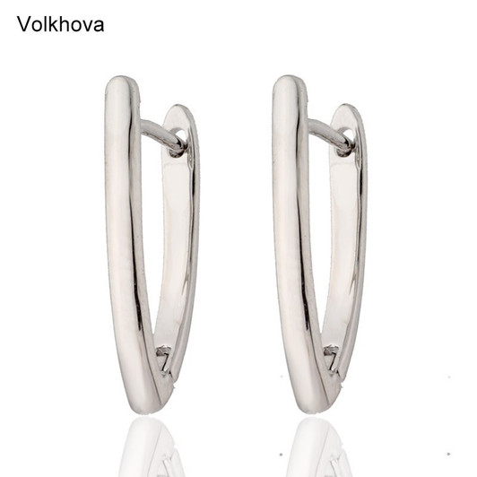 Simple 585 Rose Gold/White Gold Color Copper Stud Earrings V Shape Fashion Ear Studs Classic Earrings For Women Jewelry Gifts|Stud Earrings|