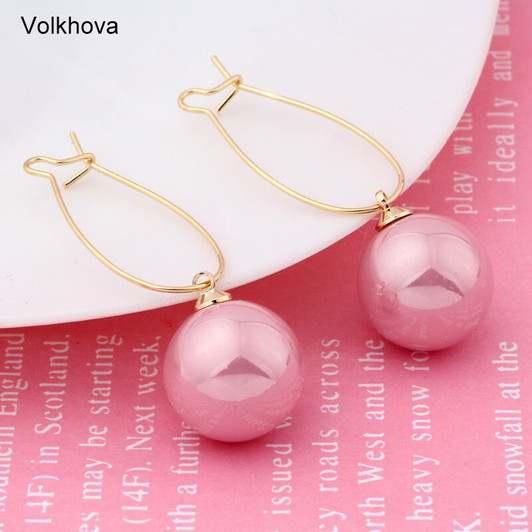 New 2019 Designer Brincos Fashion Shiny Gold Color Copper Round Peal Shape Earrings Popular Drop Earrings Jewelry For Women|Drop Earrings|