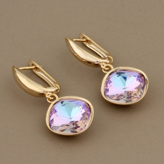 2020 trendy New arrival Unusual earrings Gold Color Dangle earrings Jewelry for women luxury korean style 7 Color Glass Jewelry|Drop Earrings|