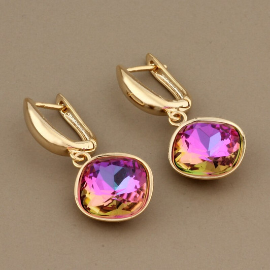 2020 trendy New arrival Unusual earrings Gold Color Dangle earrings Jewelry for women luxury korean style 7 Color Glass Jewelry|Drop Earrings|
