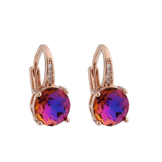 New Trend Earrings Round Zircon Dangle Earrings 585 Rose Gold Color Luxury Fine Wedding Cute Earrings Women Fashion Jewelry 2021|Drop Earrings|