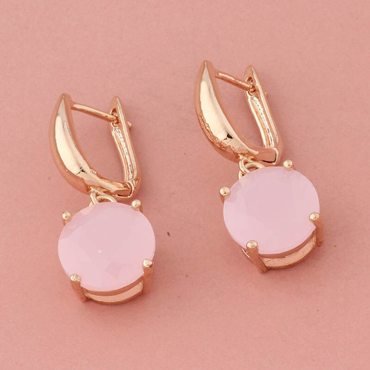 New Trend 12mm Round Dangle Earrings For Women Romantic Fashion Jewelry 585 Rose Gold Hollow Unique Unusual Earrings|Drop Earrings|