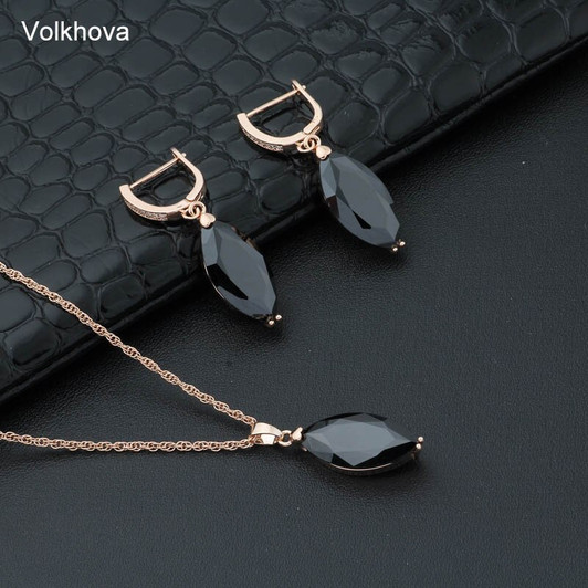 Volkhova Fashion Women Earrings Horse eye Shape Rose Gold Color set Natural CZ Wedding Party girl Earring Series|Jewelry Sets|