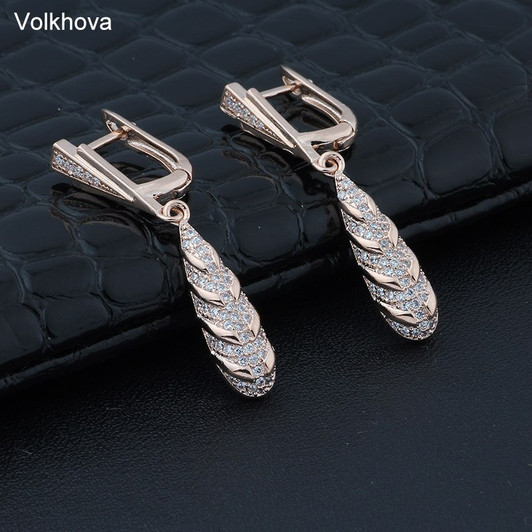 Volkhova Fashion Water drop leaves Earrings necklace jewelry sets Classic Wedding Dress Women's Gift Wholesale|Jewelry Sets|