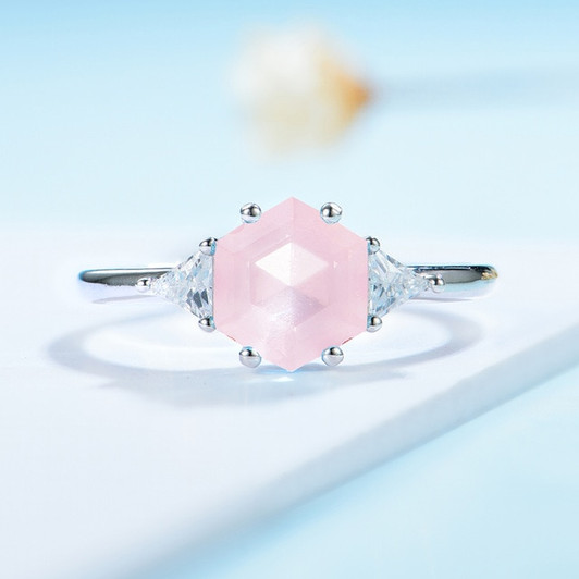 Kuololit Natural hexagon Topaz Gemstone Ring for Women 925 Sterling Silver Green amethyst Moonstone Ring for promise wedding NEW|Rings|