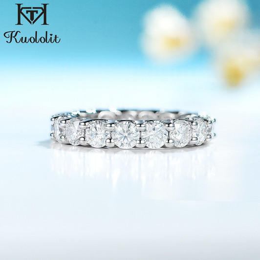 Kuololit 5 carat Brilliant Cut Moissanite Solid 10K 14K gold Ring for Women Solitaire Eternity Band Ring for Wedding Engagement|Rings|