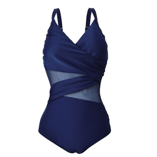 Sexy One Piece Swimsuit Women Mesh Patchwork Bathing Suits Vintage Swimwear Summer Beach Wear Swim Suit Plus Size deep v Swim|Body Suits|