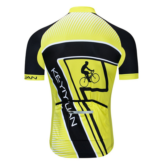 2019 Keyiyuan Spring and Summer New Road Cycling Sweatshirt Quick Dry Perspiration Men's Fluorescent Yellow Short Sleeve Top|Cycling Jerseys|