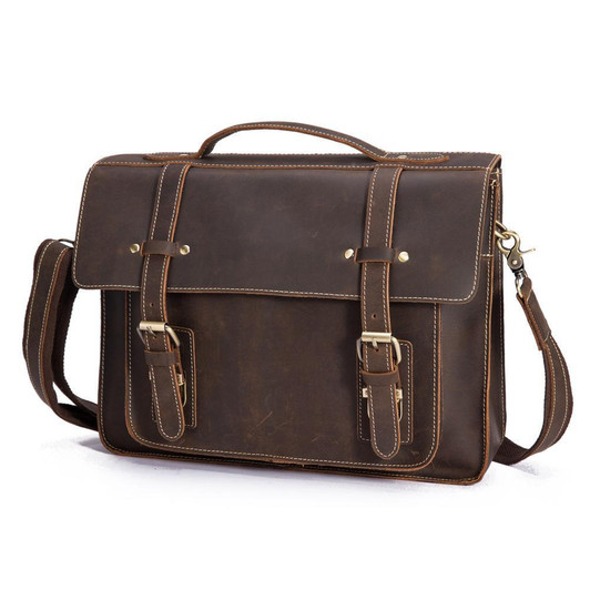 The First Layer Of Crazy Horse-skin Men's Messenger Bag