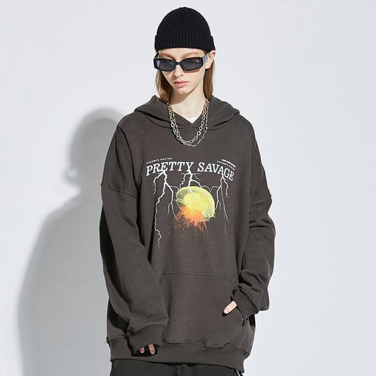 Men Hoodie Sweatshirt Hip Hop Streetwear Lightning Hoodie Pullover