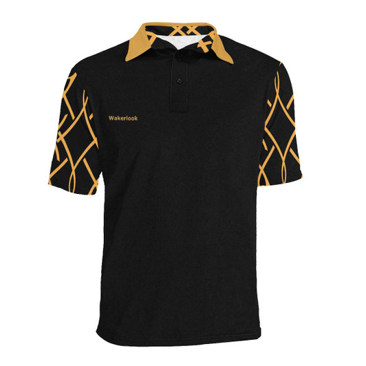 Wakerlook Golden Color Men's Sleeves Print Polo Shirt-DELETED-1611792744