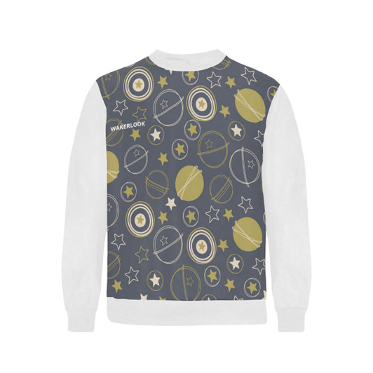 Stars earth moon Sweatshirt  Cuff Crew Neck-DELETED-1611792362