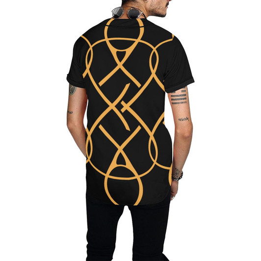 Wakerlook Golden Color Men's All Over Print Black Jersey-DELETED-1611792720
