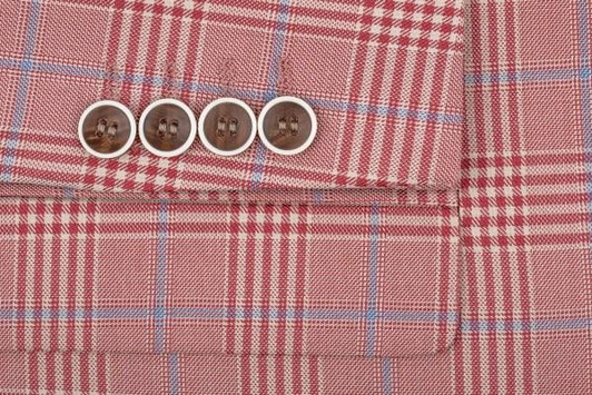 2-piece Burgundy Checkered Men’s Slim Fit Suit-DELETED-1614118224