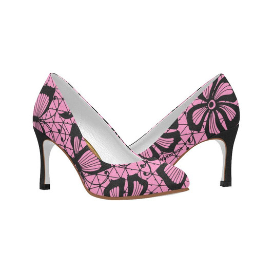 Black and Pink Wakerlook Women's Pumps-DELETED-1613783208