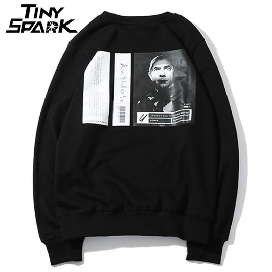 Funny Sweatshirt Streetwear Print Middle Finger Men Hip Hop Pullover