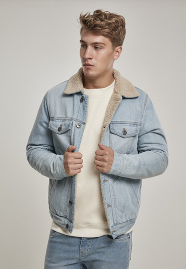 Sherpa Lined Jeans Jacket - Light Denim-DELETED-1612486217