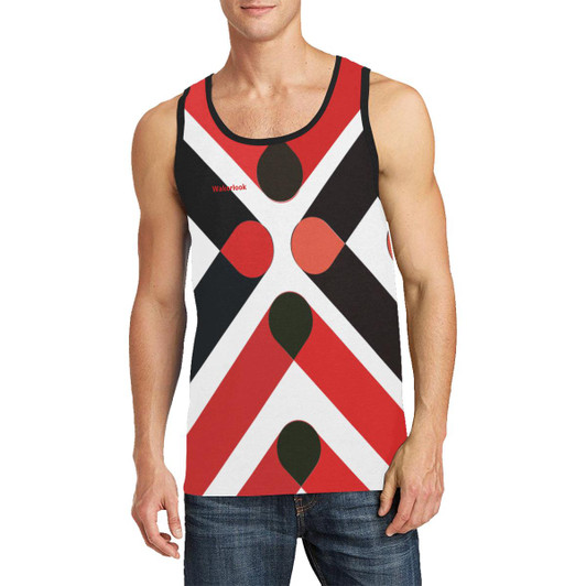 Men's Red and Black  Print Tank Top-DELETED-1611792119
