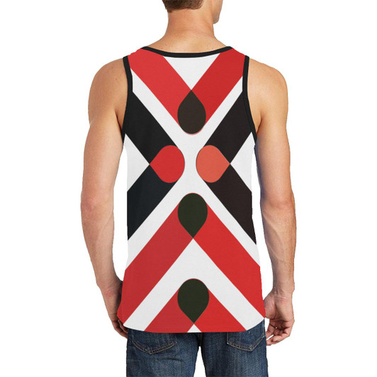 Men's Red and Black  Print Tank Top-DELETED-1611792119