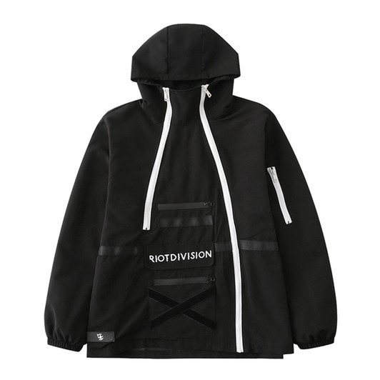 Dark Patchwork Printed Men Cargo Jackets  Autumn Casual Streetwear