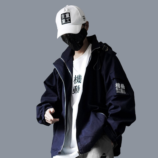Hip Hop Cargo Jackets Men 2020 Letter Printed Autumn Casual Streetwear