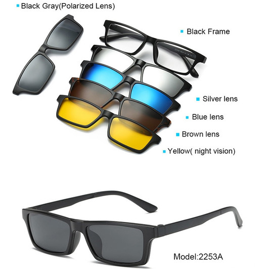 5+1 Suit Fashion Clip On Sunglasses