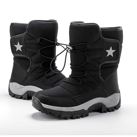 Brand Unisex Snow Boots Warm Plush Ankle Boots Winter Waterproof Men's Boots Non slip Men Motorcycle Boots Outdoor Sneakers|Snow Boots|