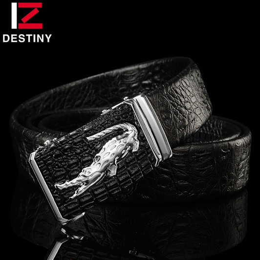 DESTINY Designer Belts Men High Quality Male Genuine Leather Strap Luxury Famous Brand Logo Crocodile Silver Gold Ceinture Homme|ceinture homme|ceintures hommes designerbelt brand