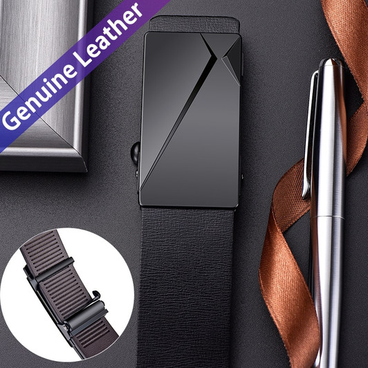 DINISITON Brand Men's belt Automatic Buckle Genuine Leather Belts For man jeans Top Quality Famous Brand Male Strap Dropshipping|Men's Belts|