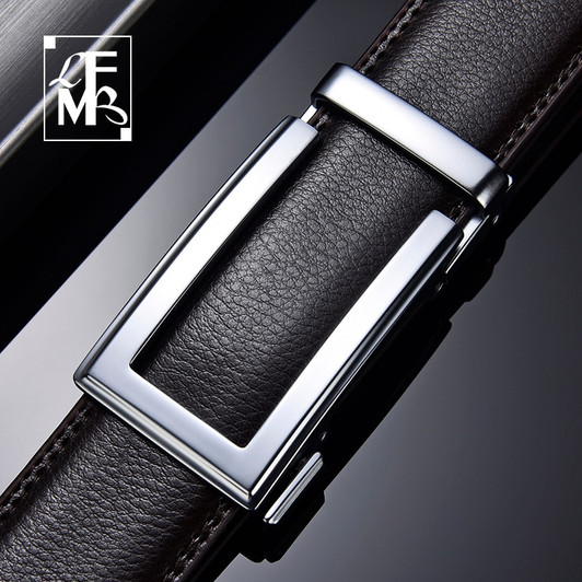 [LFMB]Cow genuine leather mens belt cowhide strap for male ratchet automatic buckle belts for men brand brown body belt|Men's Belts|