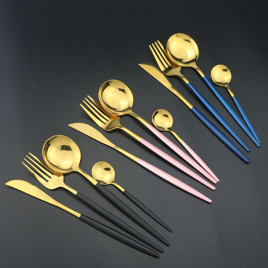 Dinnerware Set Black Gold Cutlery Set Dinnerware Set Black Gold Cutlery Set