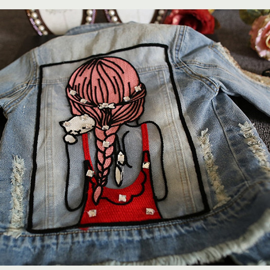 1 12Yrs Baby Girls Hole Denim Jackets Coats Fashion Children Outwear Coat Sequins Little Girl Design Girls Kids Denim Jacket|kids denim jacket|children outwearoutwear coat