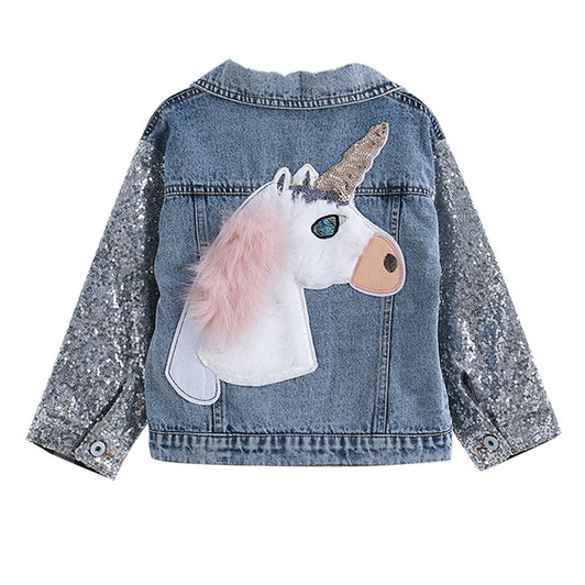 Menoea Girls Denim Outerwear 2020 New Autumn Style Kids Clothes Cartoon Coat Embroidery Children Horse Printed Clothing Jacket|Jackets & Coats|