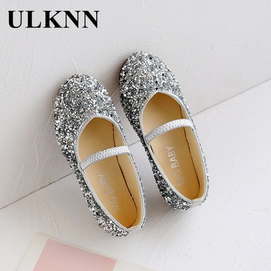 Girls' Leather Shoes Princess Autumn NewNon Slip Soft Bottom Wear Resistant Little Baby Sequined Children's Shoes