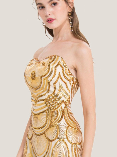 Vintage Sequin 1920S Prom Dresses Art Deco Tulle Formal Gown