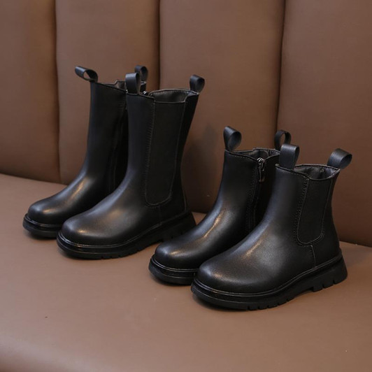 2020 Autumn and Winter New Children's Martin Boots Pure Color British Style Boys Small Leather Boots Girls Small Leather Shoes|Boots|