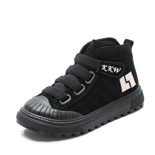 2019 Children Boots For Boys Sneakers Winter New Plush Warm Girls Boots Fashion Kids Martin Boots Genuine Leather School Shoes|Boots|